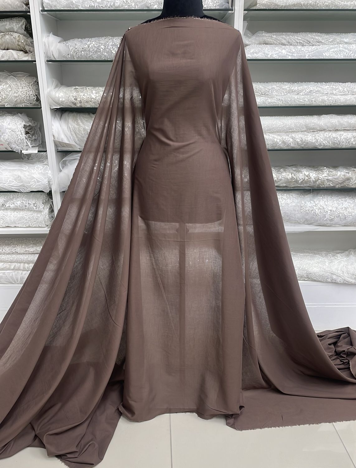[ COV-BI27215-6A ] Cotton Voile Solid 100% 140w Chocolate per Meter