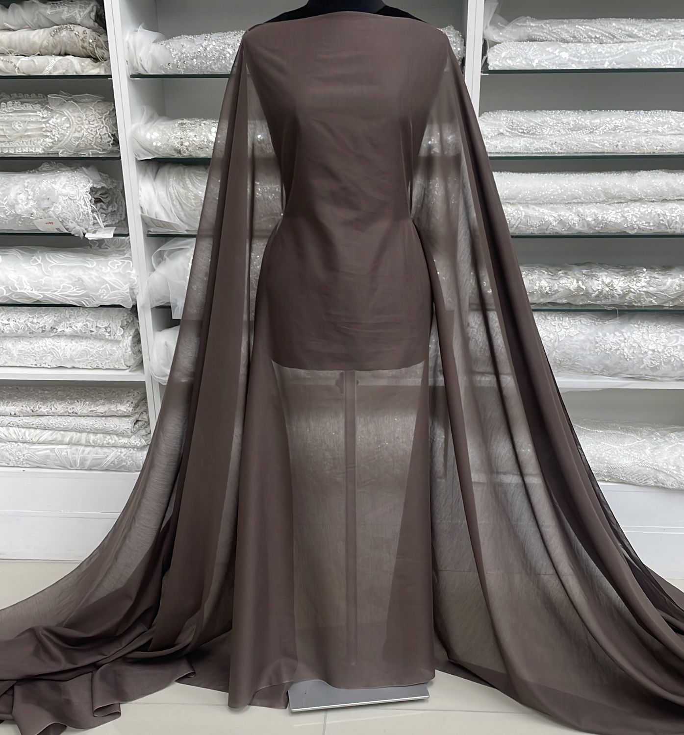 [ COVS-E-MSR-03 ] Cotton Voille Silk 130W Brown per Meter