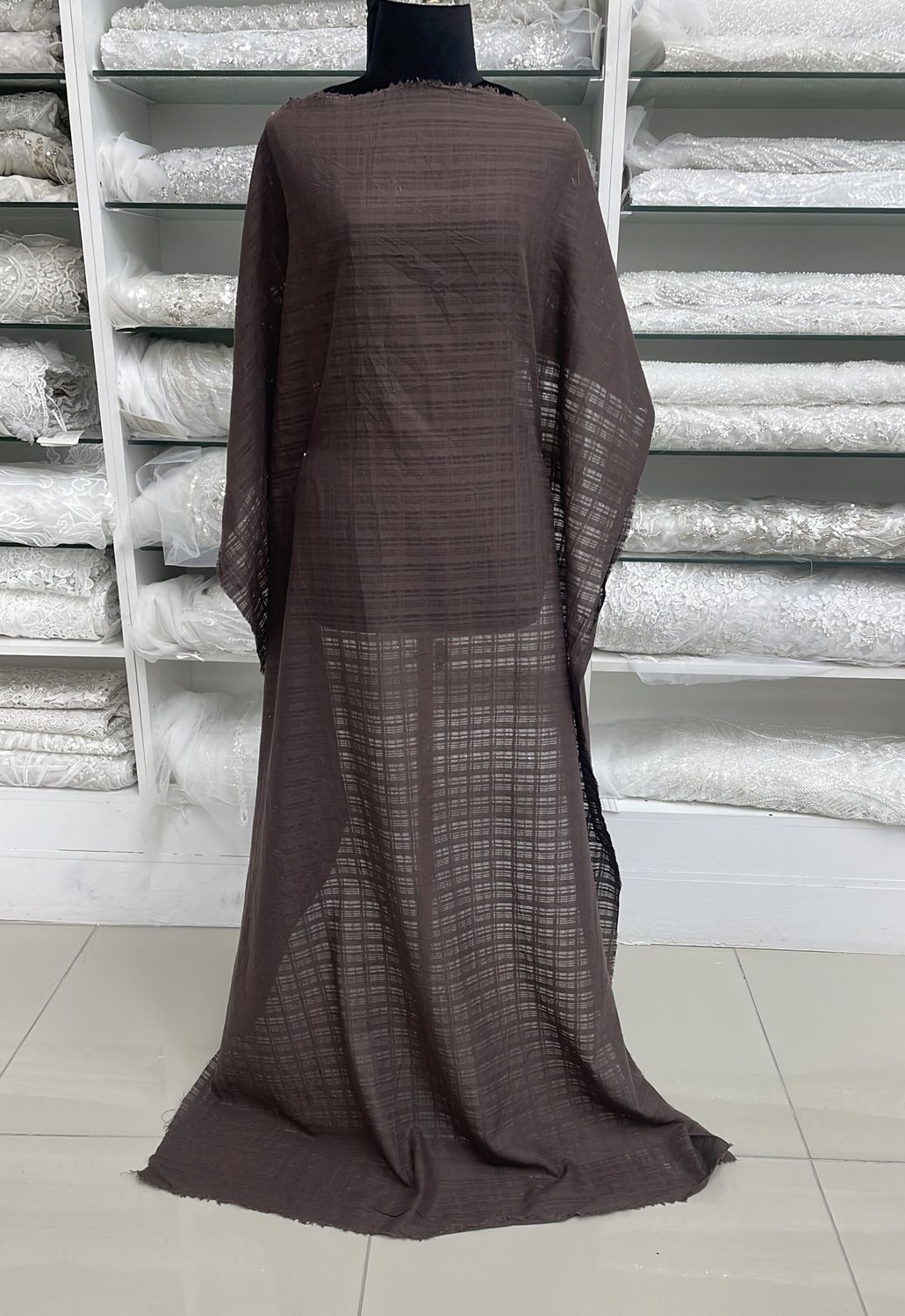 [ CMC-HLC-8027-28 ] Cotton Muslin Check - Brown per Meter