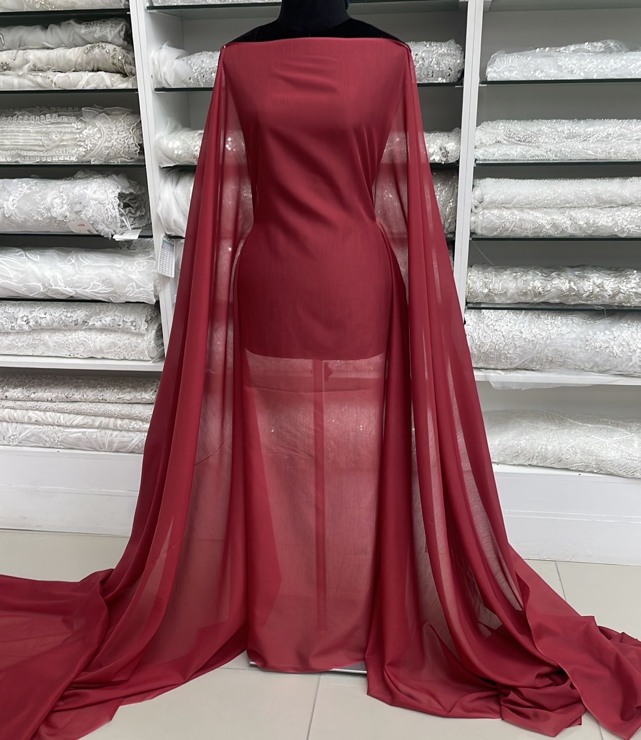 [ COVS-E-MSR-01 ] Cotton Voille Silk 130w Red per Meter