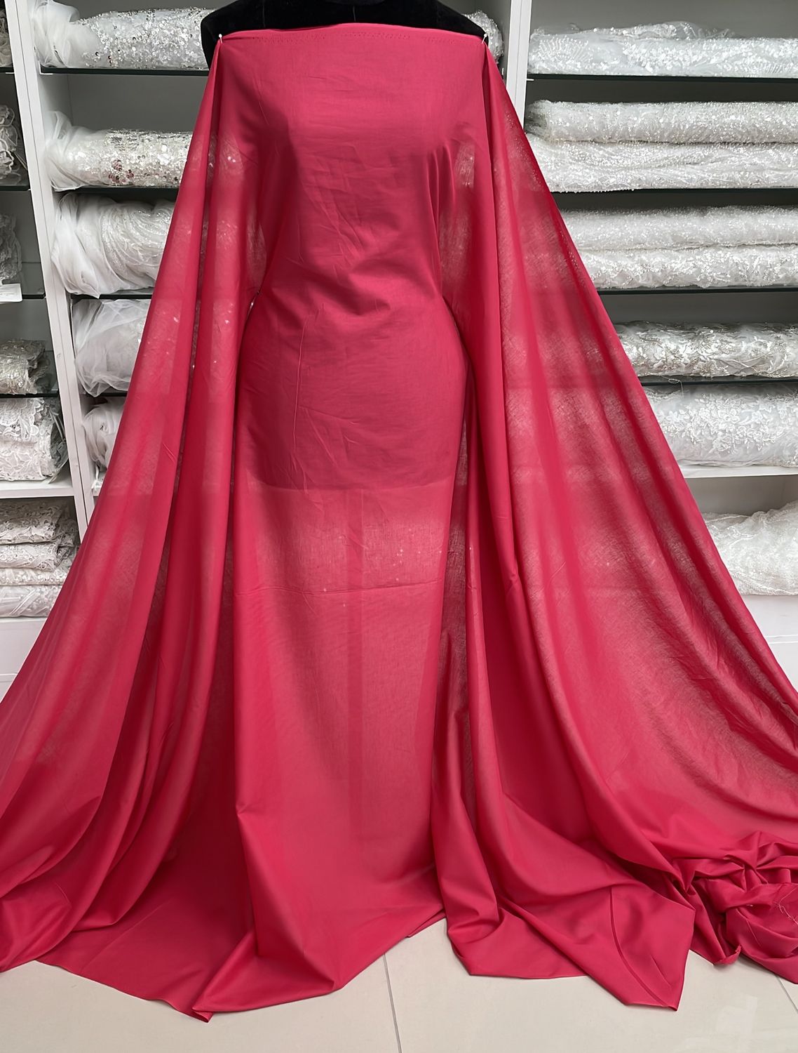 [ COV-BI27215-5 ] Cotton Voile Solid - 147W - Red per Meter