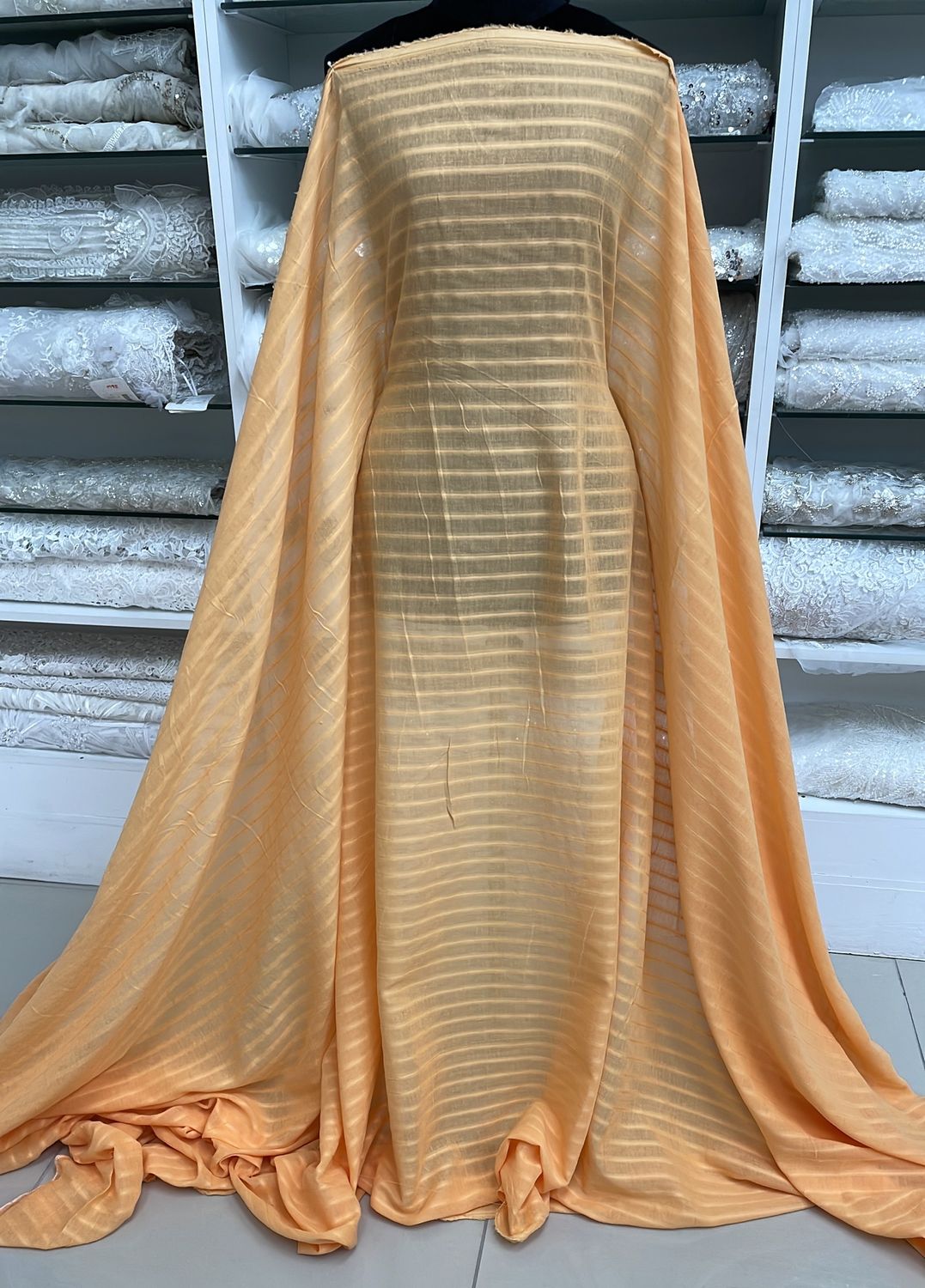 [ COD-GT-1278-3 ] Cotton Dobby Jacq Str 150w Orange per Meter