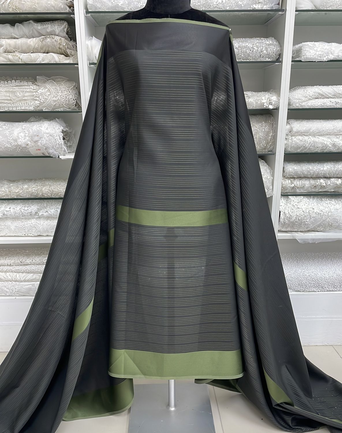 [ CPSS-DH-102-1 ] Cotton Poly Shirting Stripe 114w Green per Meter