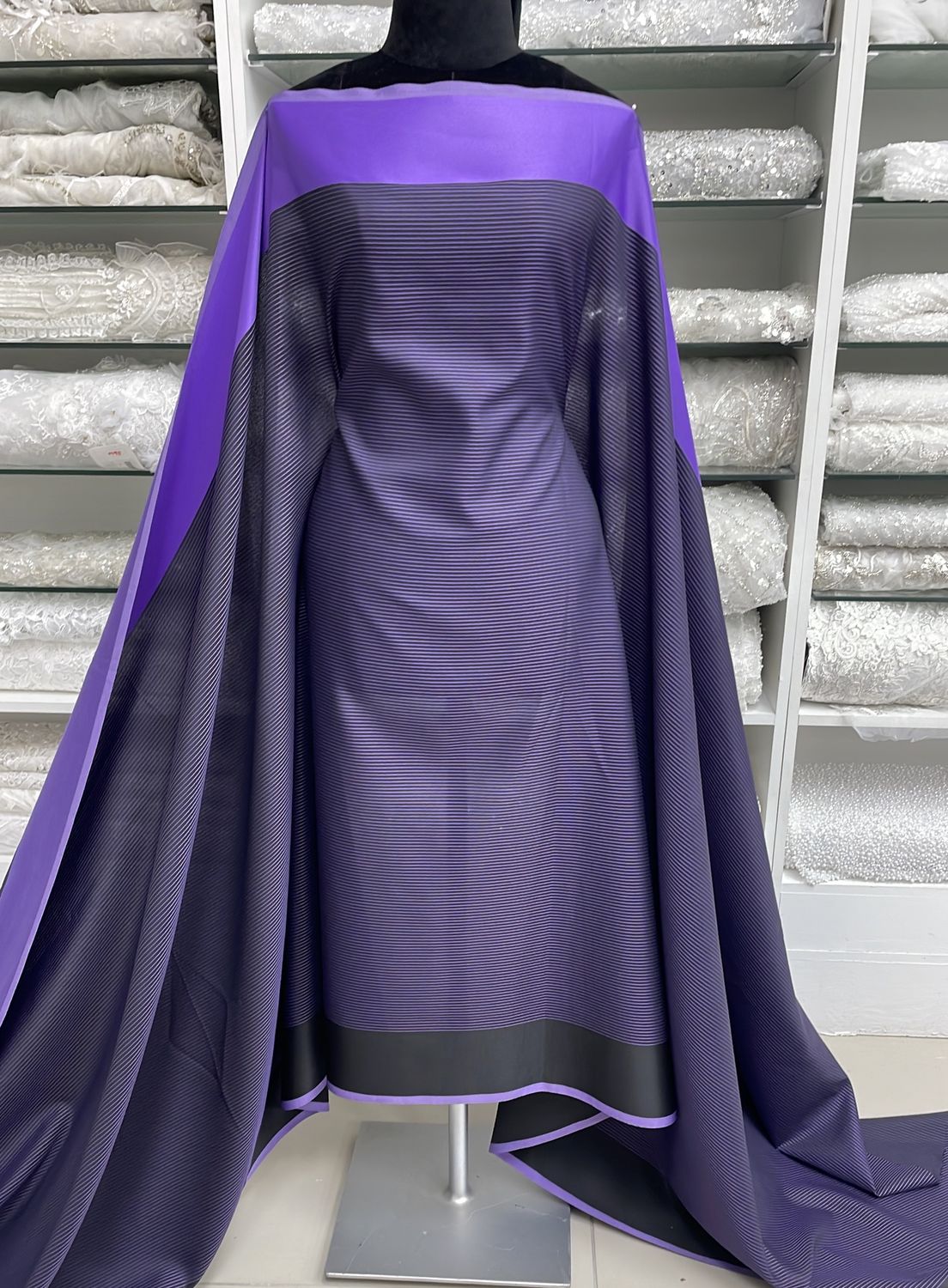 [ CPSS-DH-102-3 ] Cotton Poly Shirting Strpe 114w Purple per Meter