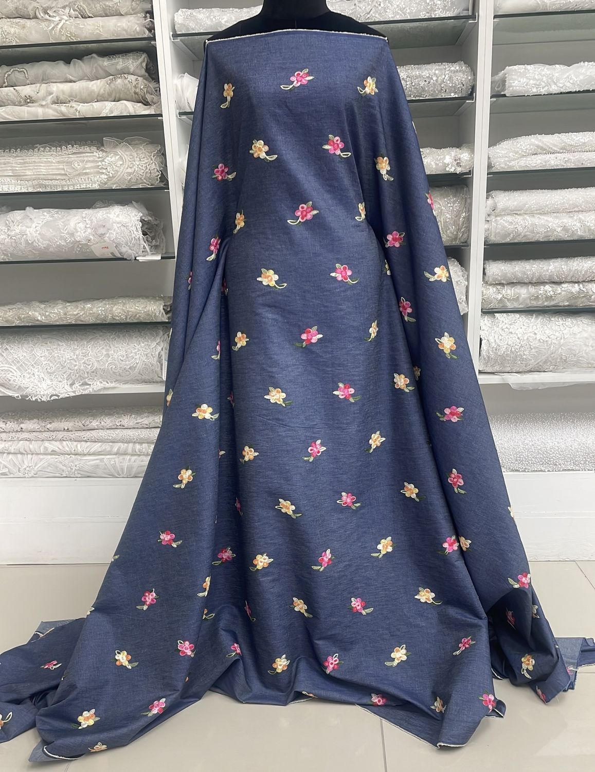 [ 20919 ] Chambray Plain Dyed Embroided/150/5g/DENIM YELLOW per Meter