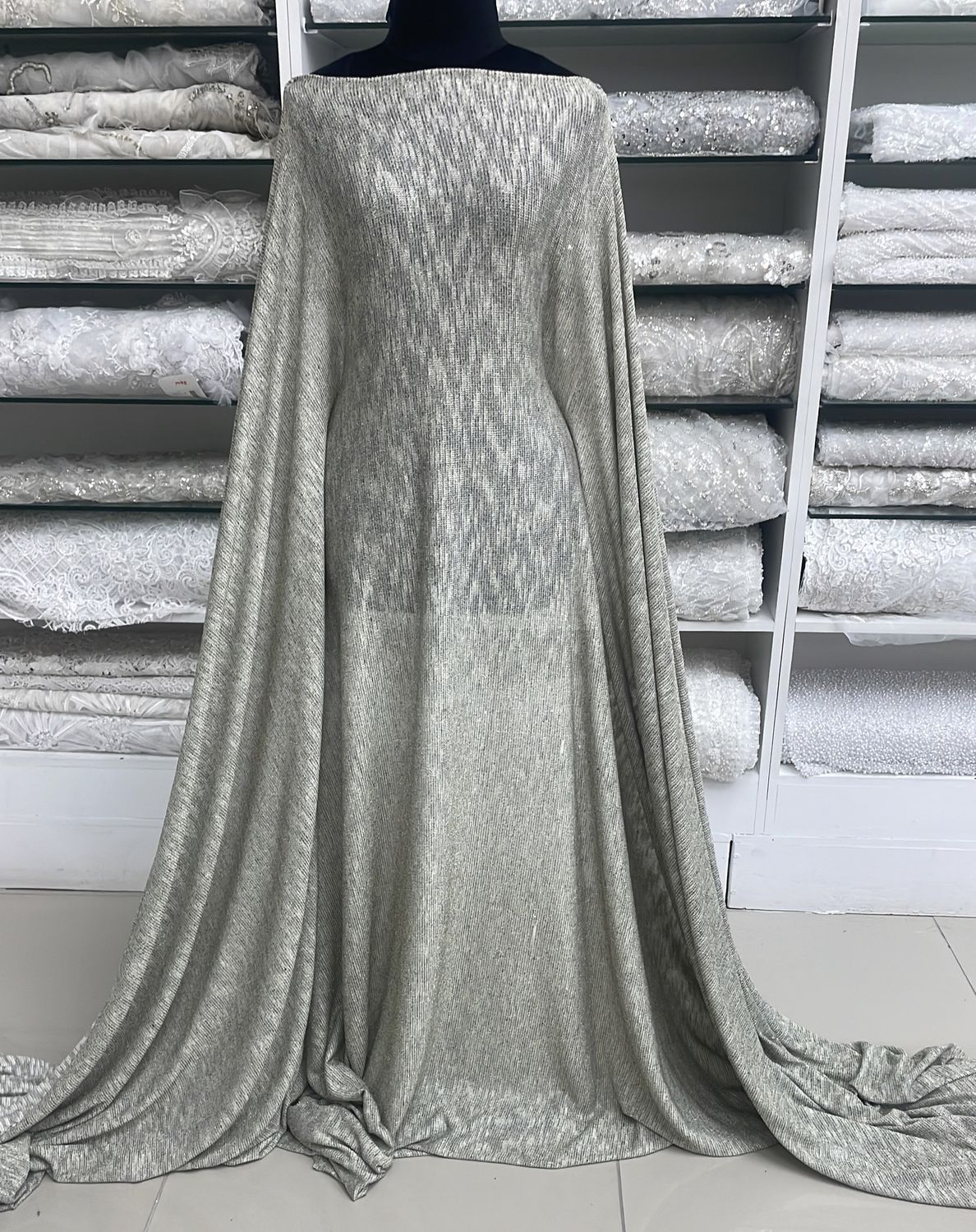[ 14243 ] Knit Cut and Sew Plain Dyed/150/5g/Black Cream per Meter