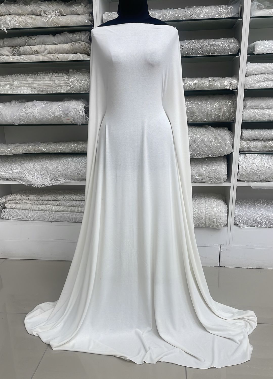 [ KPCS-G12A271-04 ] KNIT PO60% CO35% SP5% PLAIN 150-Ivory per Meter