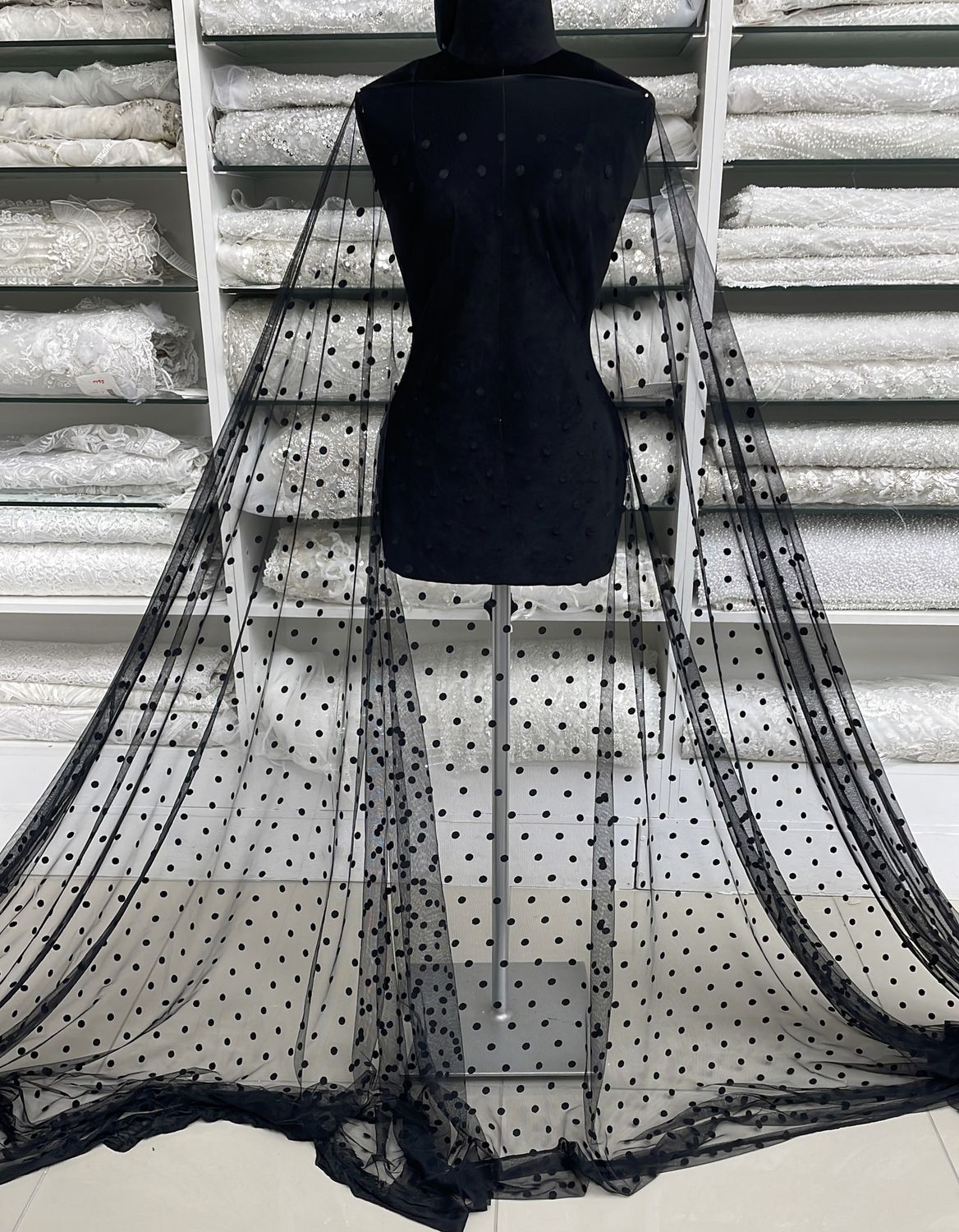 [ 21036 ] Tulle Polka Dot/150/5g/BlackDesign3 per Meter