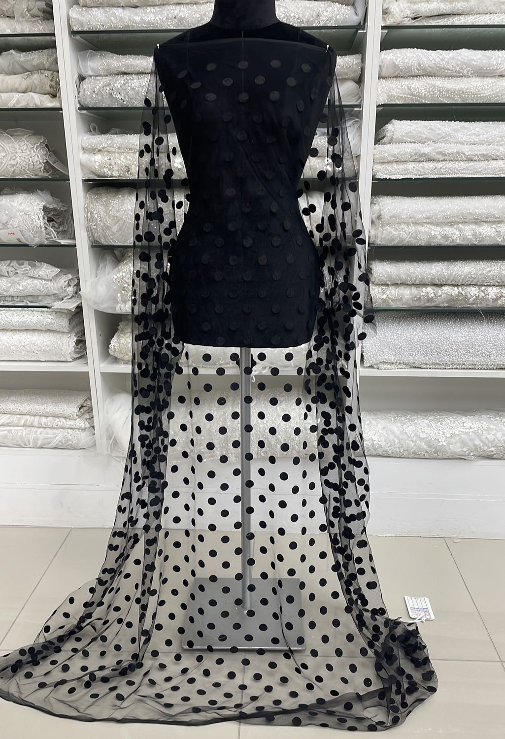 [ 21037 ] Tulle Polka Dot/150/5g/BlackDesign4 per Meter