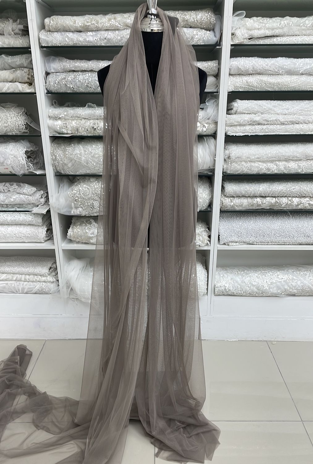 [ TD-G15C12219-59 ] TulleDress 150-Mocca per Meter