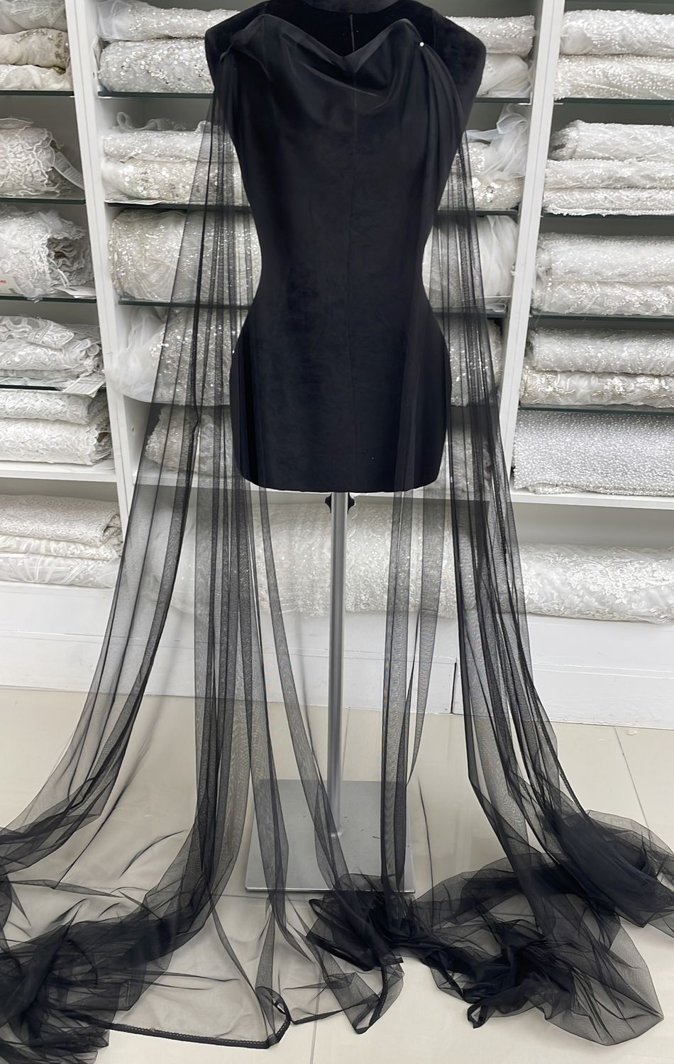 [ 25292 ] Dress Tulle FishNet 150cm - Black per Meter