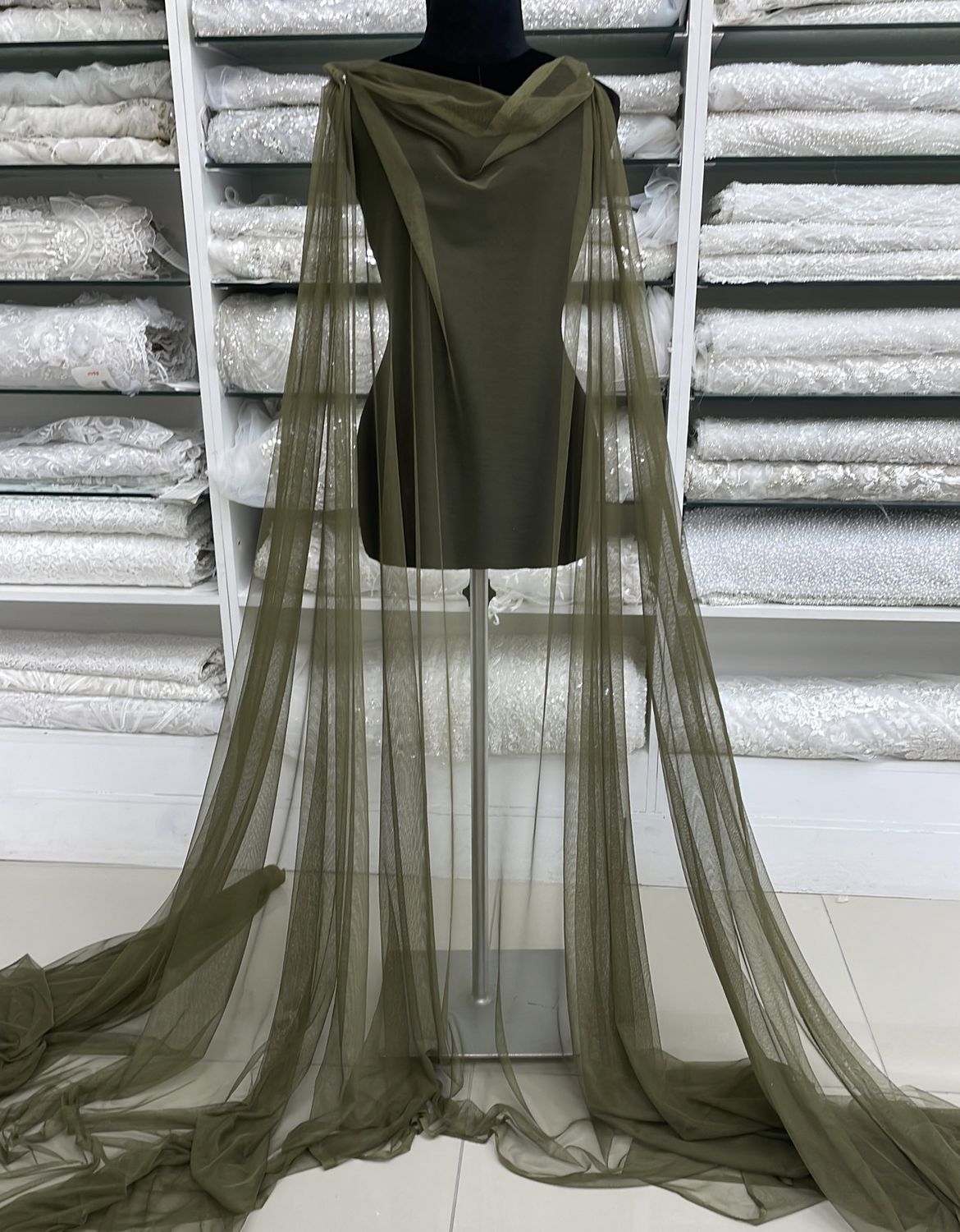 [ TD-G15C12219-54 ] TulleDress 150-Olive per Meter