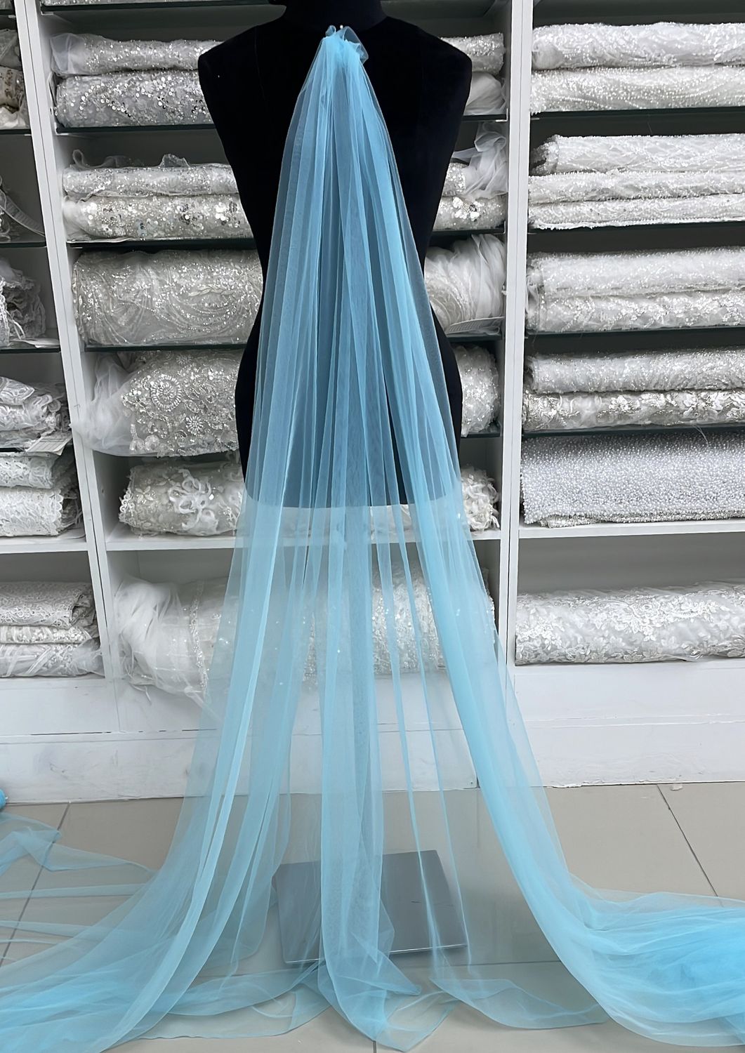 [ TI-PO-21508-112 ] Tulle Italian 150w-Lt Turq per Meter