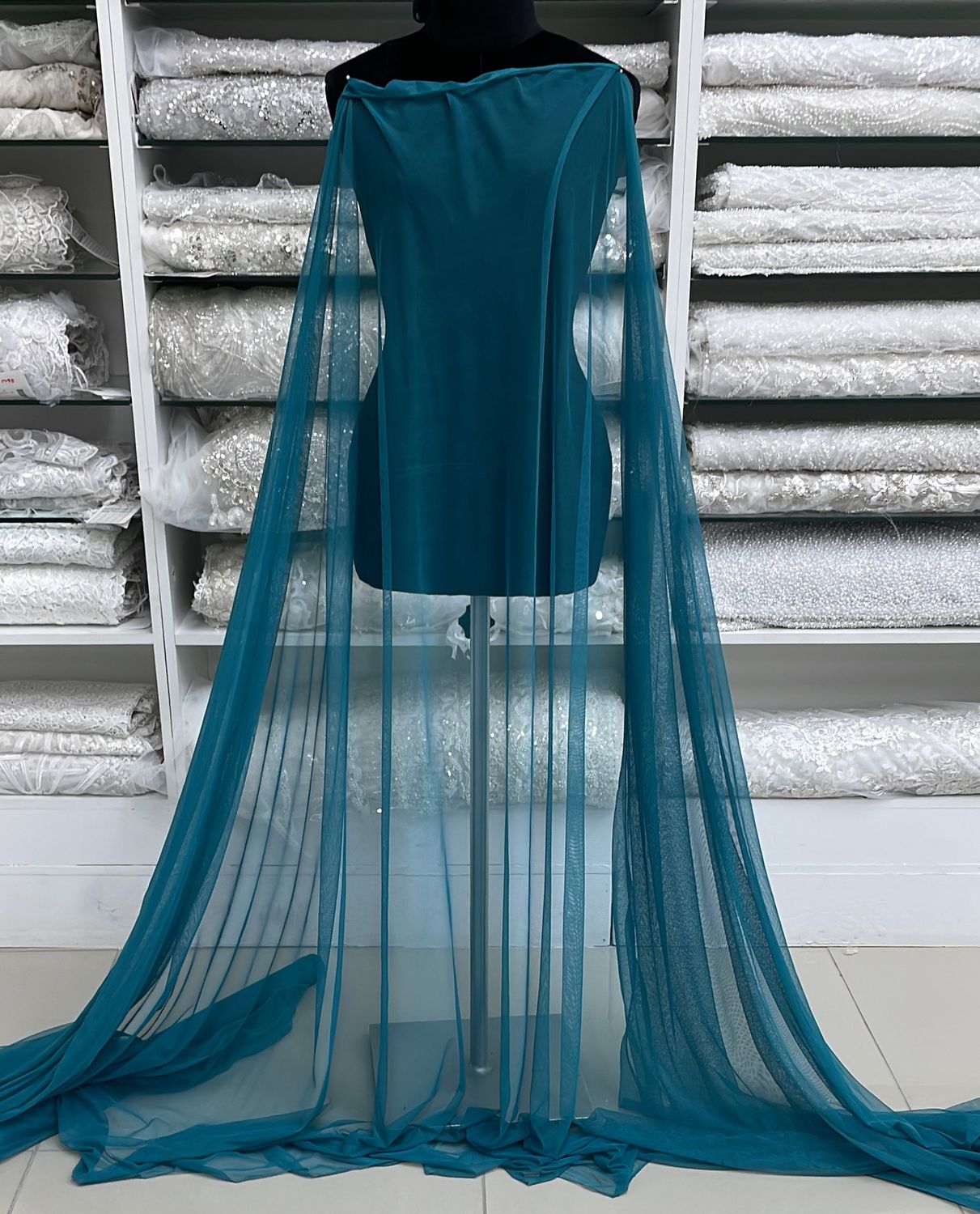 [ TSR-PO-02 ] Tulle Stretch 150w Jade per Meter
