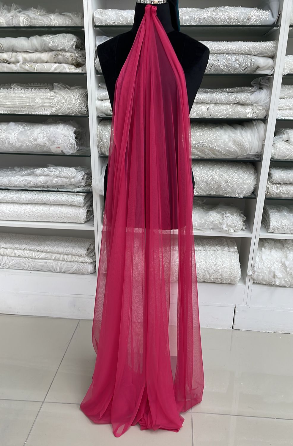 [ TS-MHJ-M21-11 ] Tulle Soft 150w Cerise per Meter