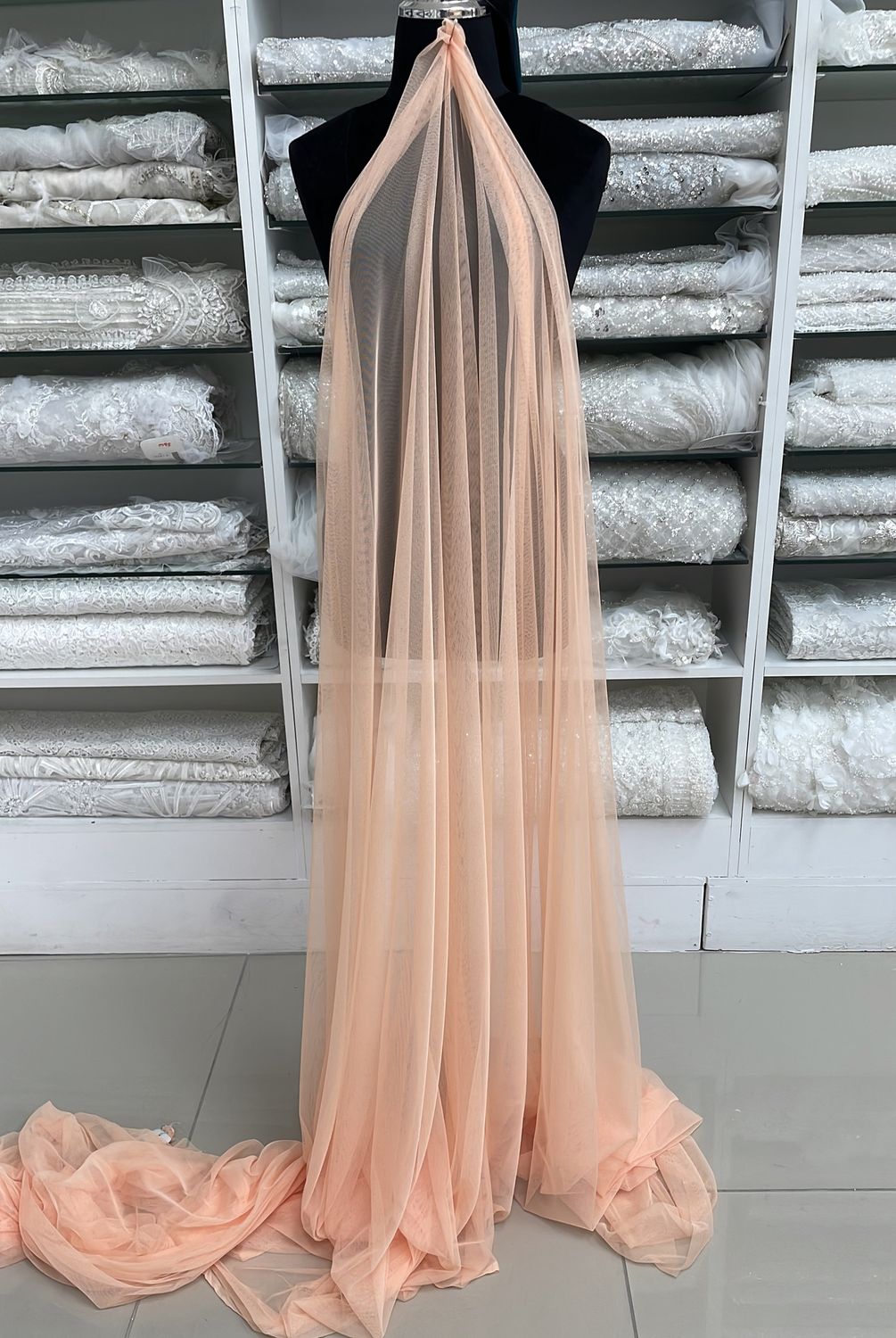 [ TD-PB-A8332A-2 ] Tulle Dress - 147w - Peach per Meter