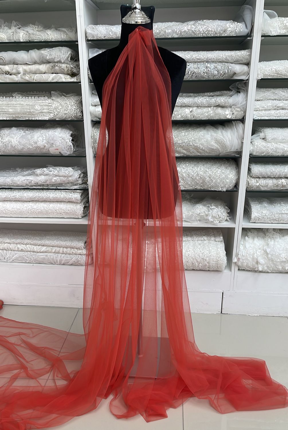 [ TI-PO-22157-14 ] Tulle Italian 150cm-TANGERINE per Meter