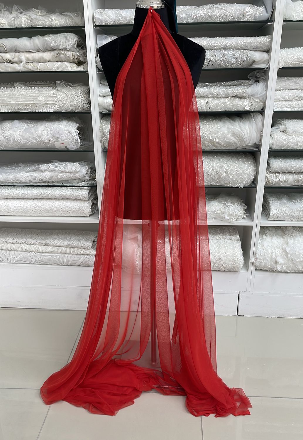 [ TD-G15C12219-10 ] TulleDress 150-Red per Meter