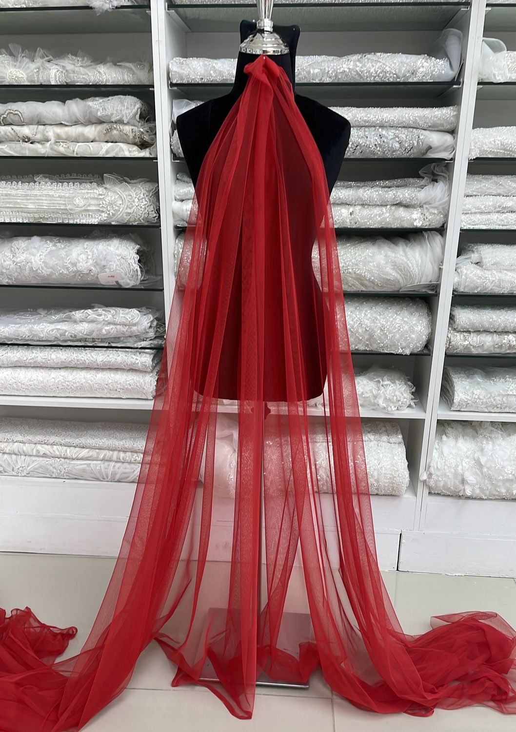 [ TD-PO-RHT-23 ] Tulle Dress 150w Red per Meter