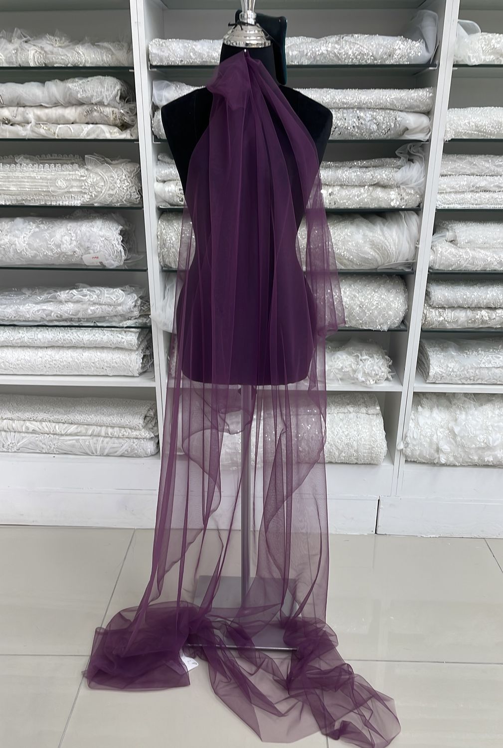 [ TI-PO-2016A-13 ] Tulle Italian 150w Grape per Meter