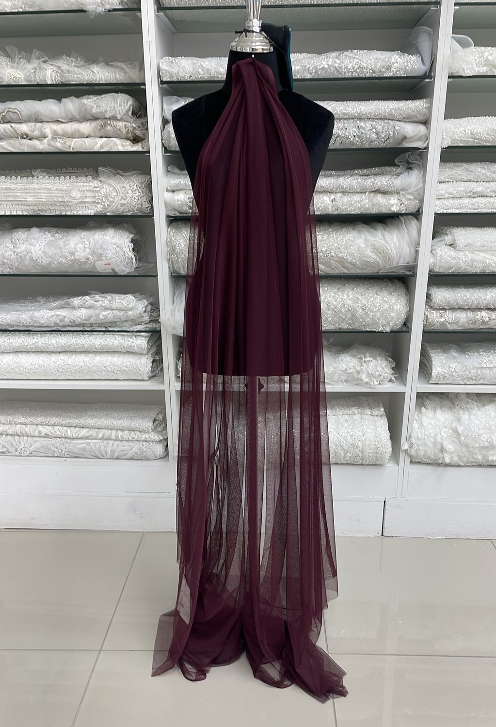 [ 24555 ] Soft Tulle - Col 09 - Dark Maroon per Meter