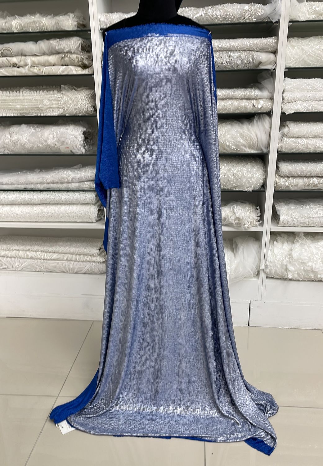 [ SFP-NK-1467-9 ] SatinFoilPleated 150-RoyalBlue per Meter