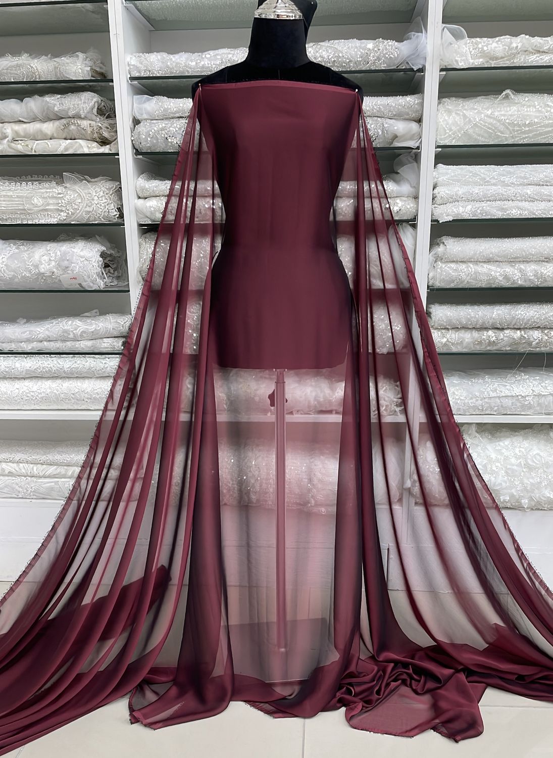 Chiffon [ 24264 ] Chiffon Cationic-150-14-Black Red per Meter