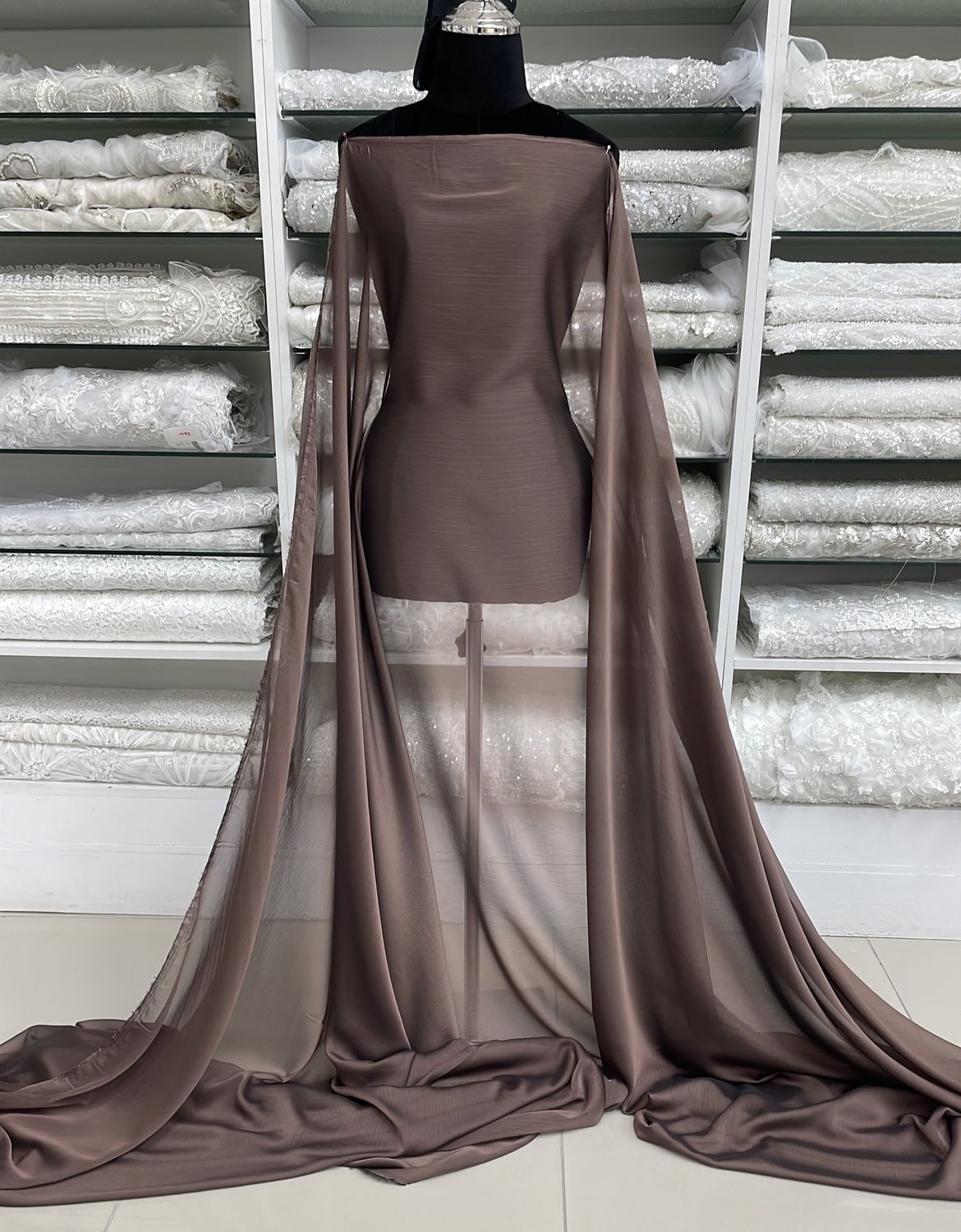 Chiffon [ CHC-GGW14127-31 ] Cationic Chiffon 137w Mocca per Meter