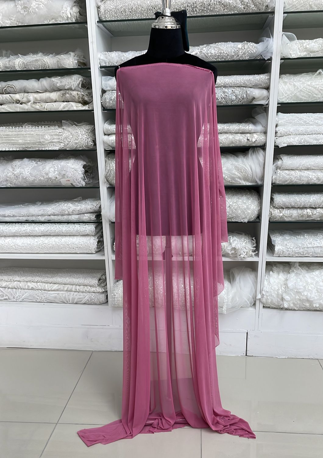 [ THSM-PO-10 ] TULLE HEAVY STRETCH MESH 150W DUSTY PINK per Meter