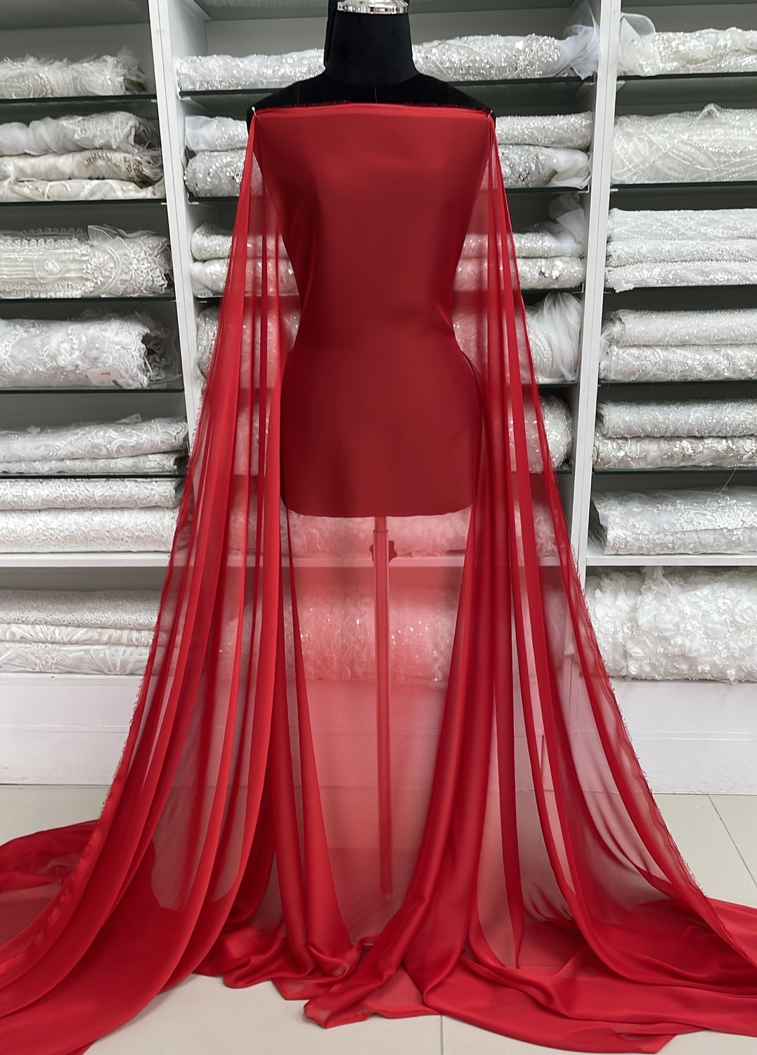 Chiffon [ 16115 ] Chiffon Cationic/150cm/5g/LIPSTICK RED per Meter