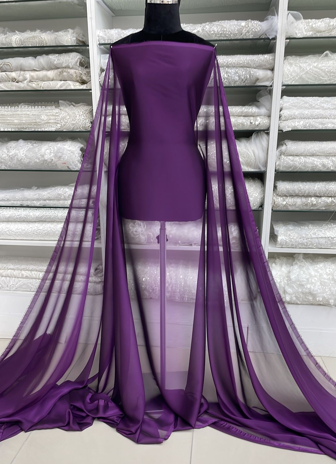 Chiffon [ 16116 ] Chiffon Cationic/150cm/5g/GRAPE per Meter