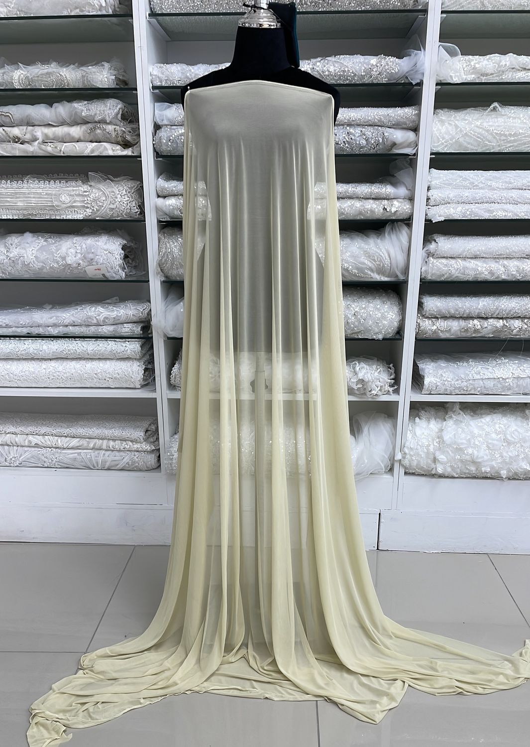 [ THSM-PO-8 ] TULLE HEAVY STRETCH MESH 150CM-CORN per Meter
