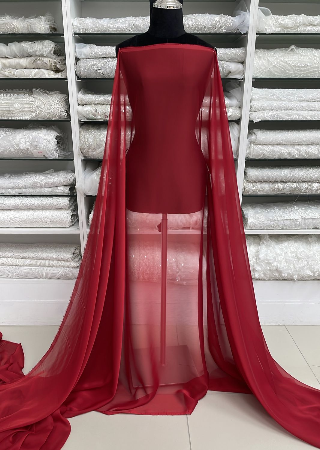 Chiffon [ 16111 ] Chiffon Cationic/150cm/5g/RED per Meter