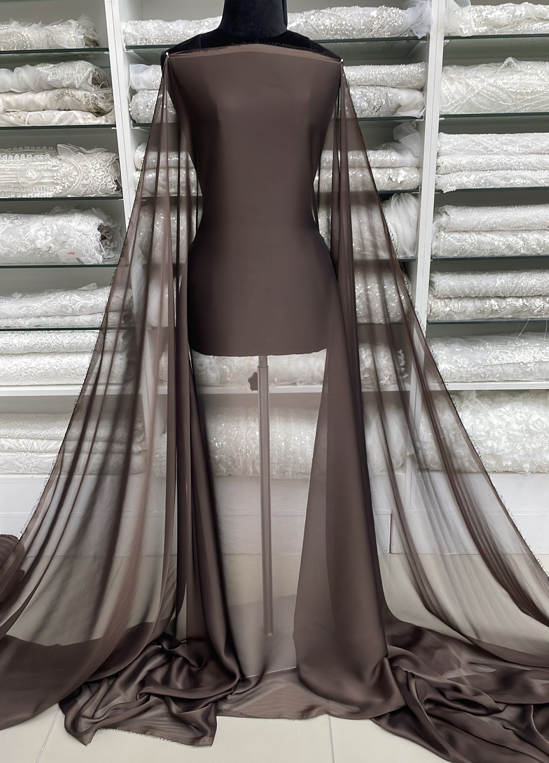 Chiffon [ CHD-BI-21610-13 ] Chiffon Dope DyedChoc Brown147 per Meter