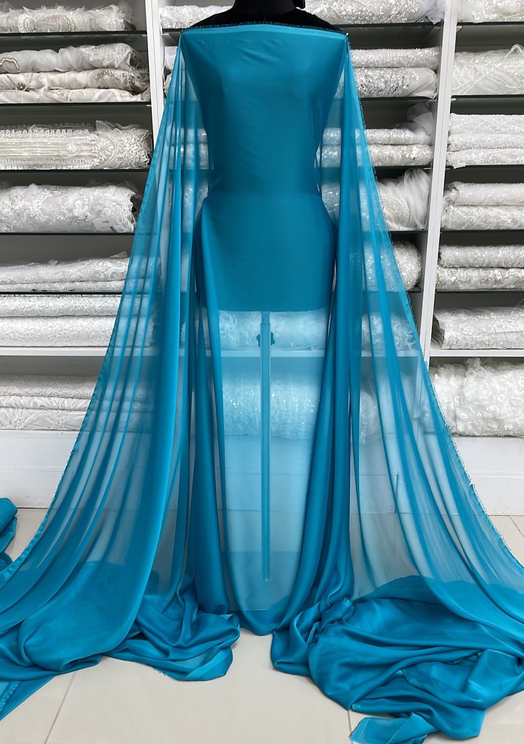 Chiffon [ 16114 ] Chiffon Cationic/150cm/5g/AQUA per Meter