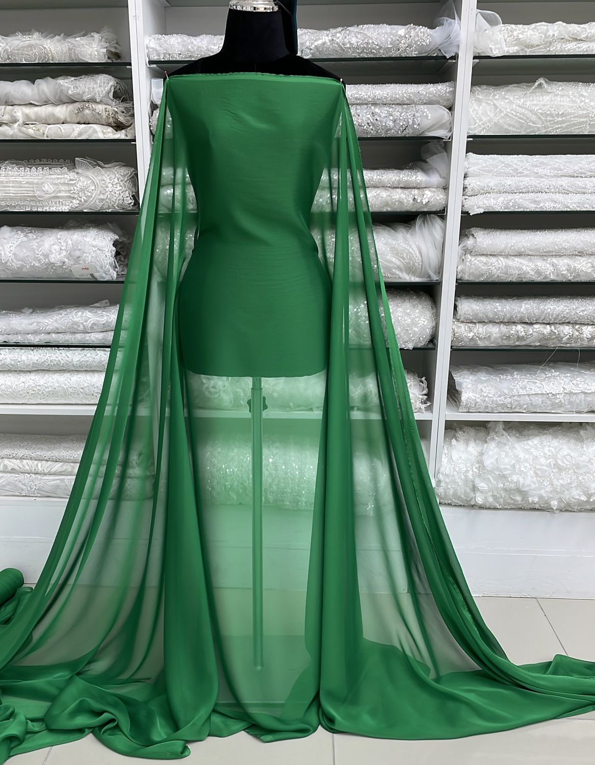 Chiffon [ 16117 ] Chiffon Cationic/150cm/5g/EMERALD per Meter