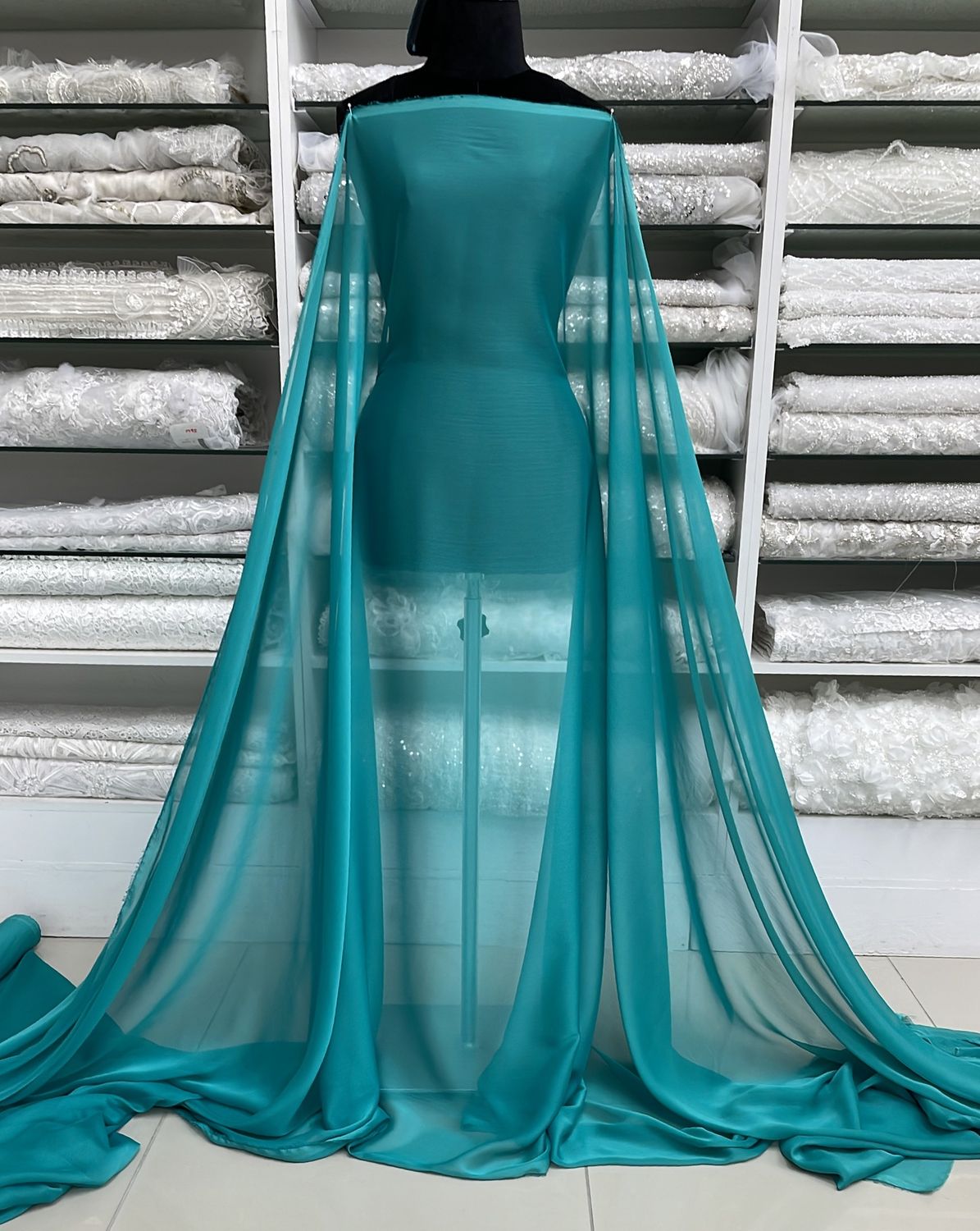 Chiffon [ 16110 ] Chiffon Cationic/150cm/5g/JADE per Meter