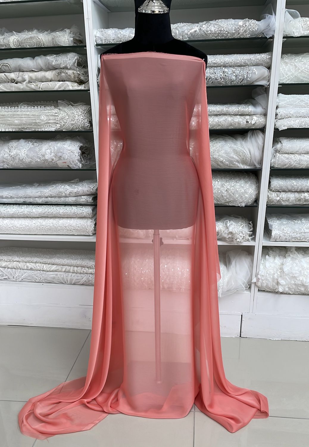 Chiffon [ 18712 ] Chiffon Cationic/150cm/5g/CORAL per Meter