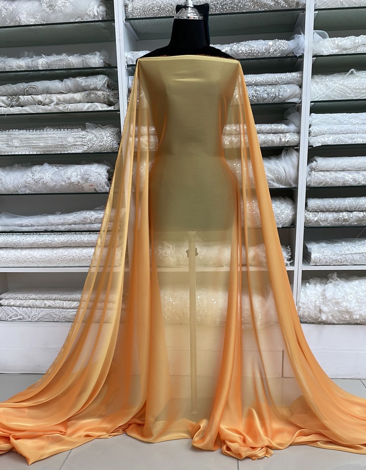 Chiffon [ CHC-BI-26310-46 ] Chiffon Silhoutte FrostBurnt Orange  147 per Meter