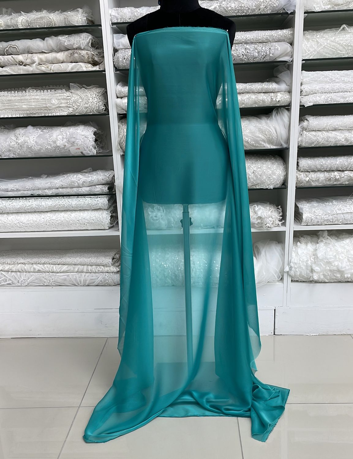 [ CHC-E-01 ] Chiffon Cationic/150cm/5g/ Light Jade per Meter