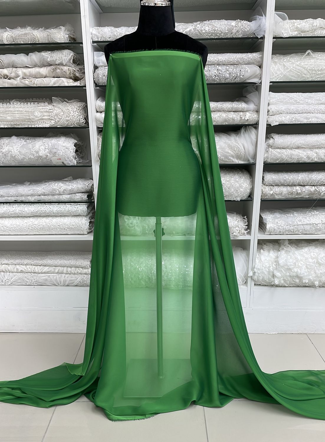 [ CHCK-PU-50 ] CHIFFON CATIONIC KOREA 150 EMERALD per Meter