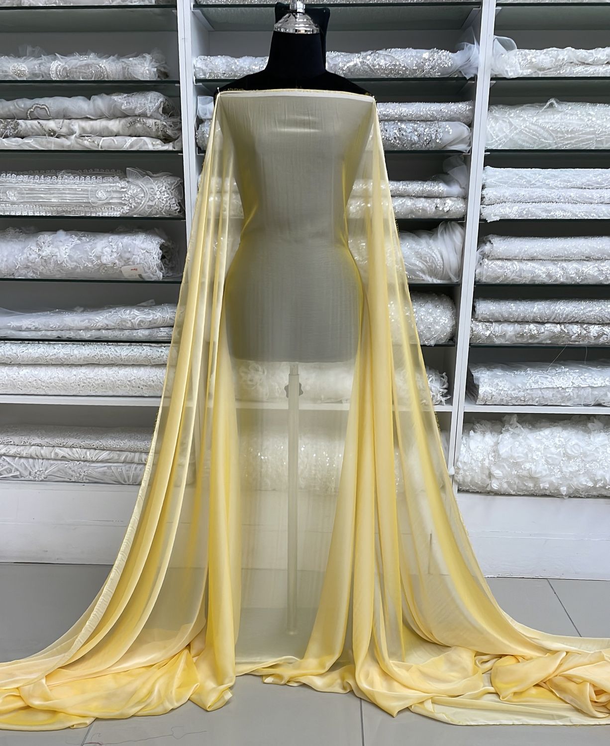 Chiffon [ CHC-TF-0416-30 ] CHiffonCationic 150cm-YELLOW per Meter