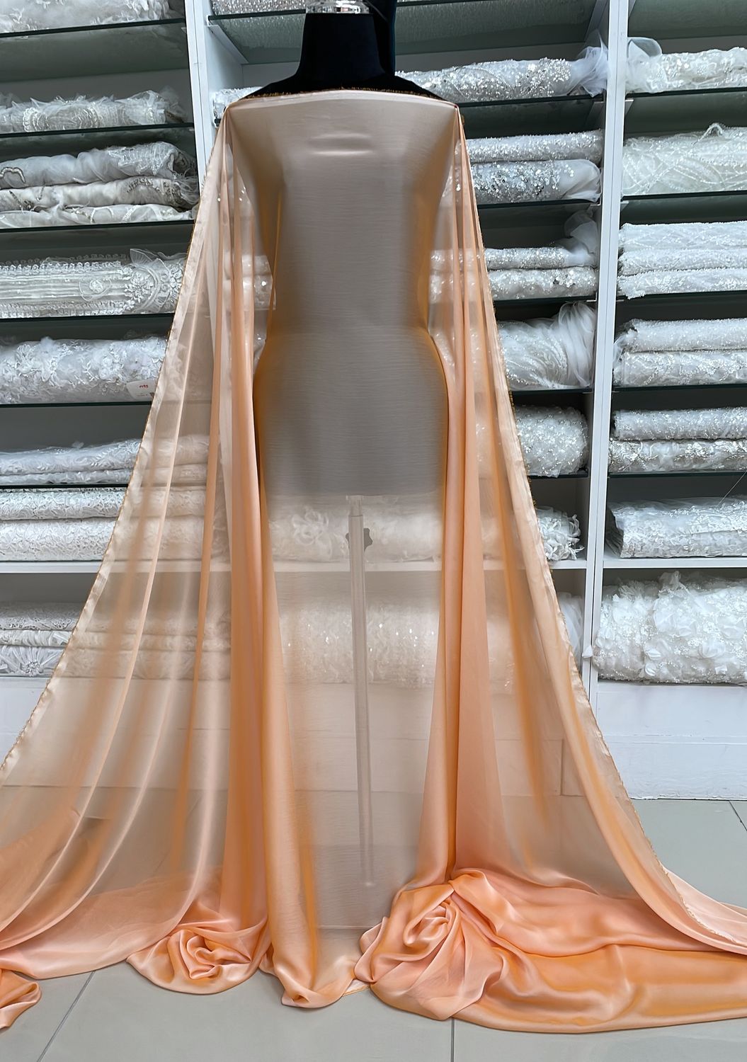 Chiffon [ 18711 ] Chiffon Cationic/150cm/5g/ORANGE per Meter