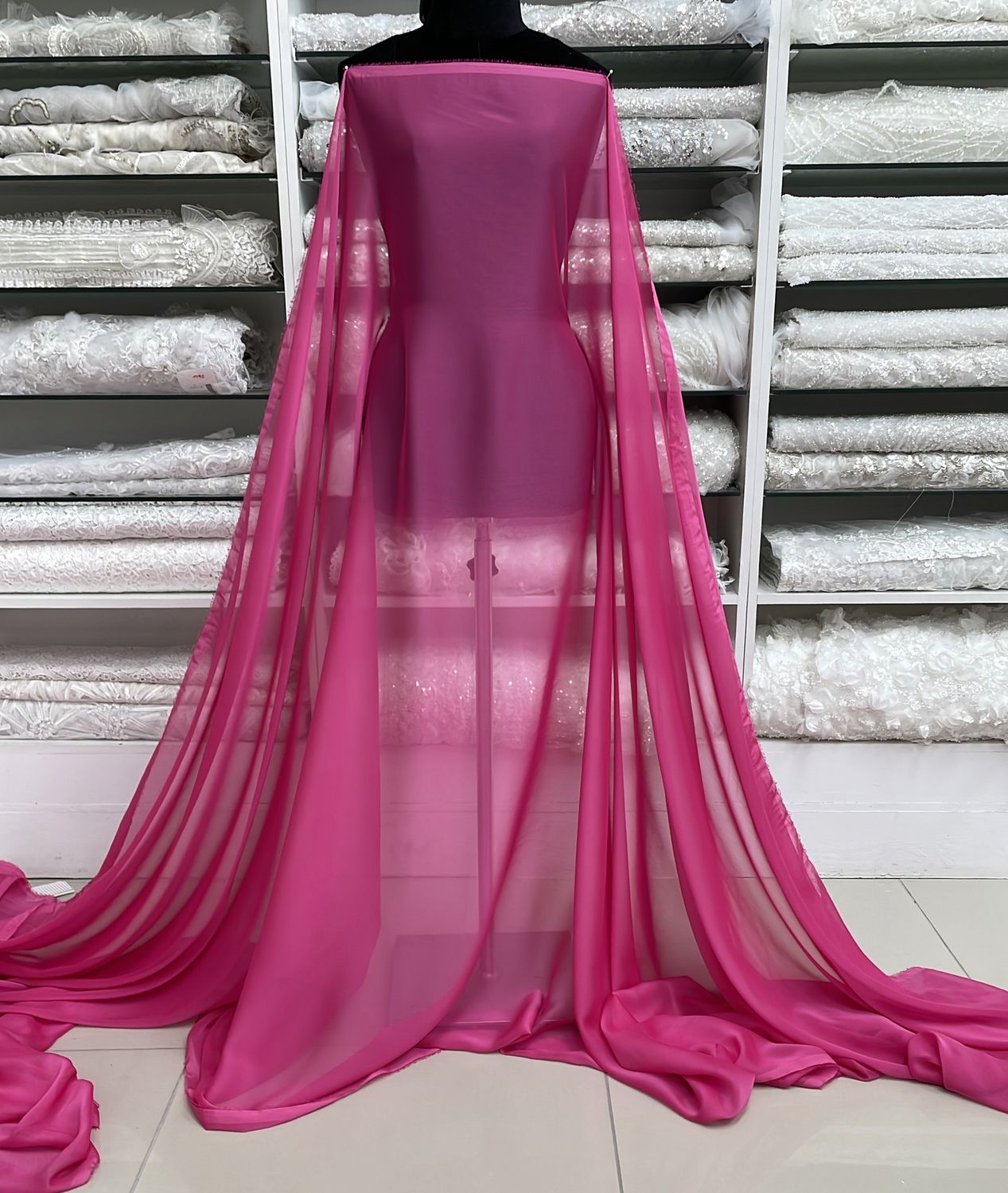 Chiffon [ CHCK-PU-27 ] CHIFFON CATIONIC KOREA 150 BR PINK per Meter