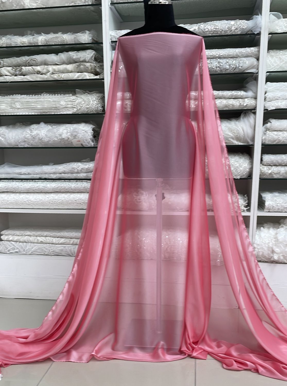 Chiffon [ CHC-MHJ4395-23 ] Cationic Chiffon 150w Coral per Meter