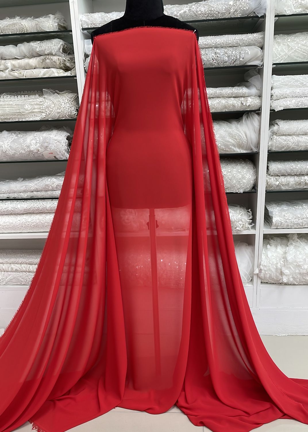 [ GED-G15C115-25 ] GeorgetteDouble150-Red per Meter