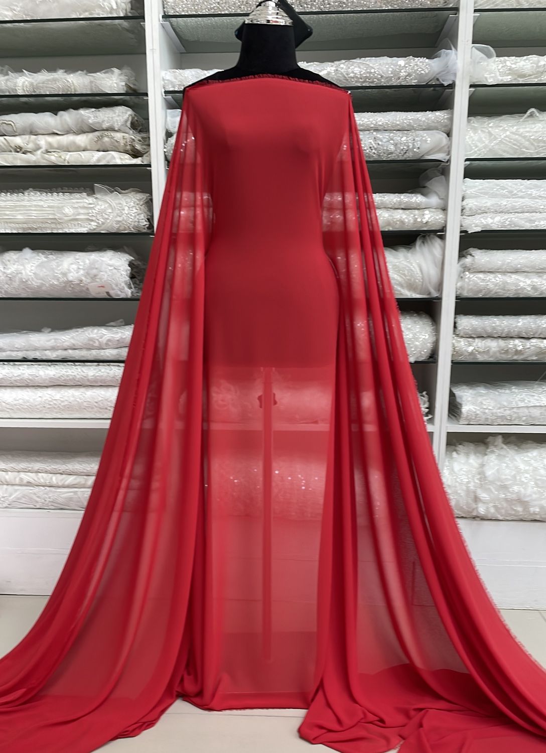 Chiffon [ 23161 ] Stretch Crepe Chiffon-150-RED per Meter