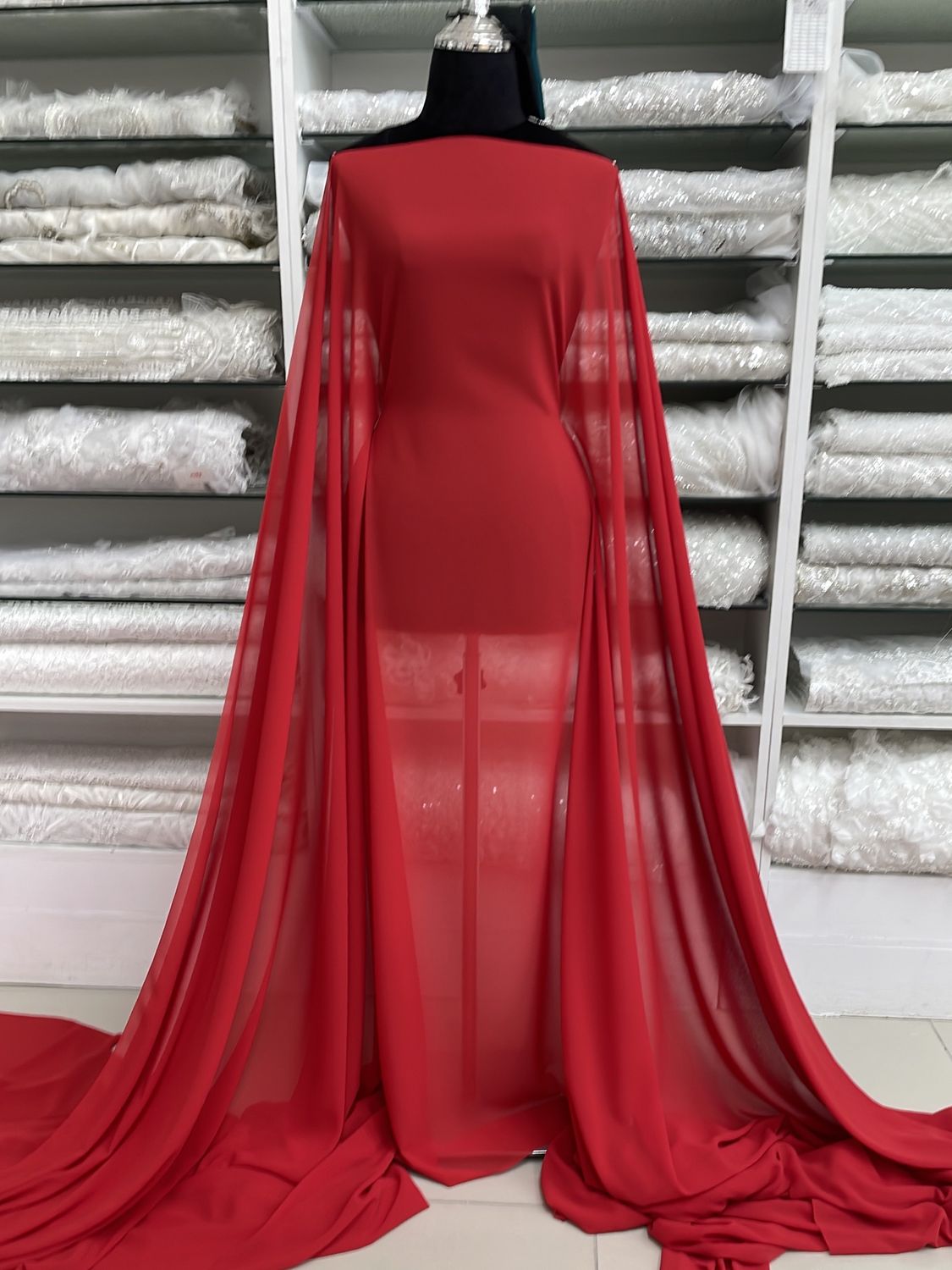 Crepe [ CRM-LO-RLT05-32 ] Crepe Mizara 150cm-RED per Meter
