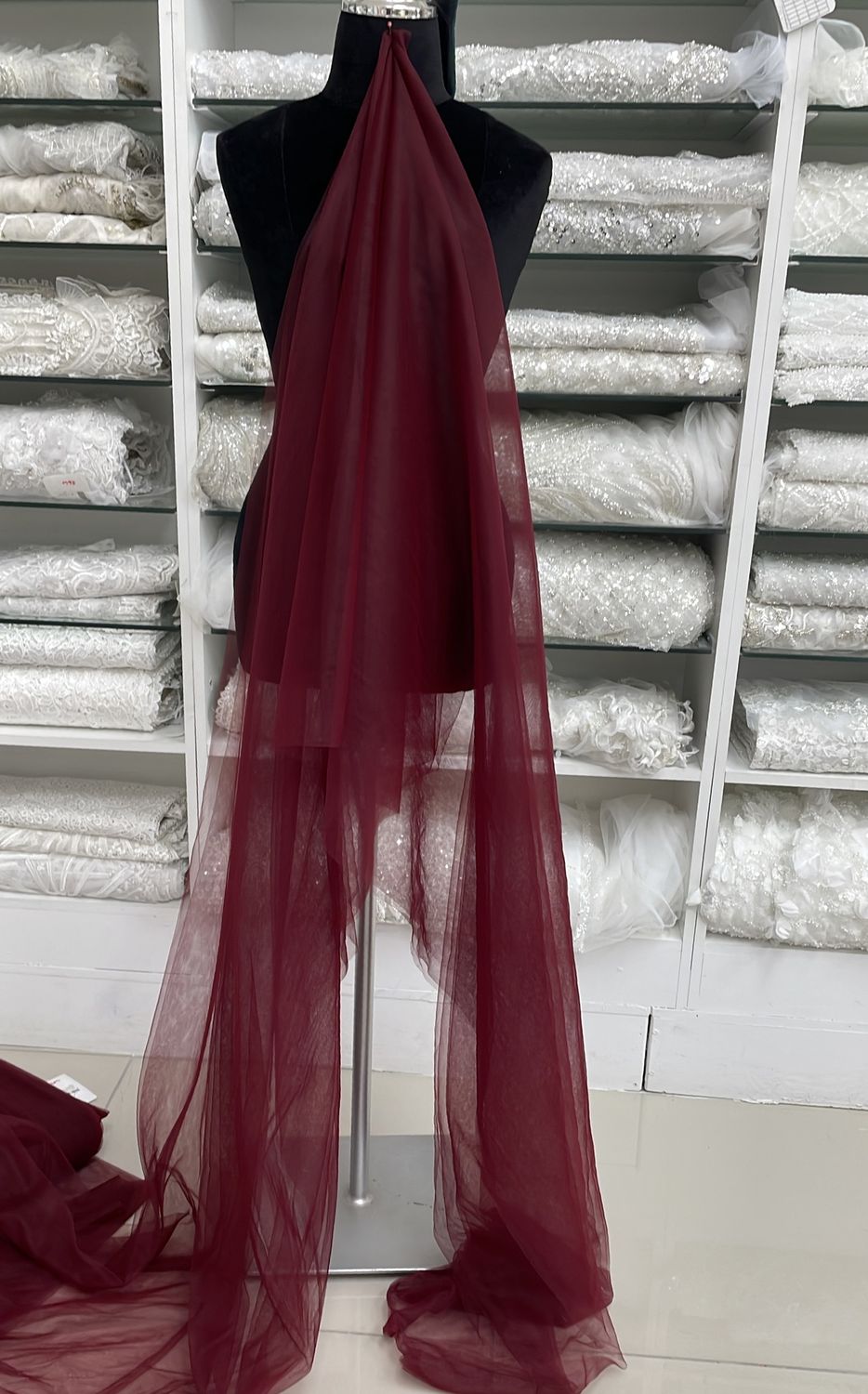 [ 19617C ] Plain Veiling Soft Finish-A2153/3M/ Burgandy per Meter