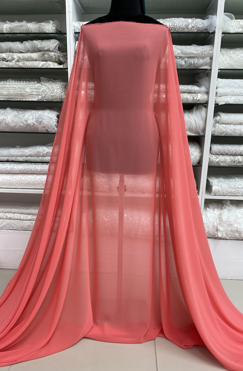Chiffon [ 16875 ] Chiffon InterlockTwistYarnFrench/150/5g/LtCoral per Meter